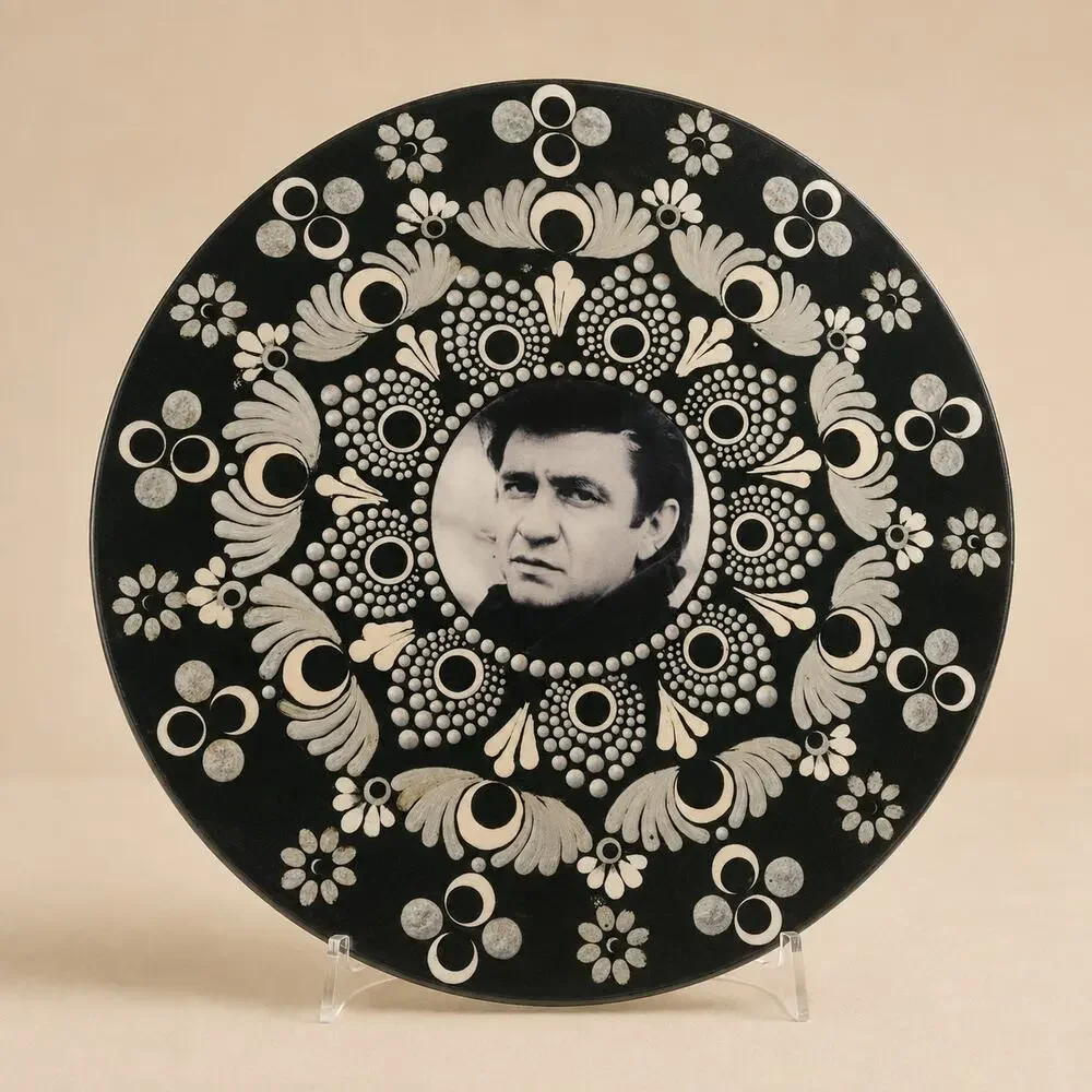 Johnny Cash 10 Inch Album Wall Art Black Ivory Mandala Decor